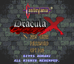 Castlevania - Dracula X Title Screen
